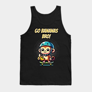 Go Bananas Bro Cute Skateboarding Monkey Tank Top